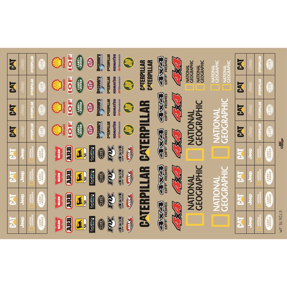 TERMURAH DECAL UNIVERSAL WATERSLIDE SKALA 1 : 24 WHITE TONER MOTIF SPONSOR OFFROAD