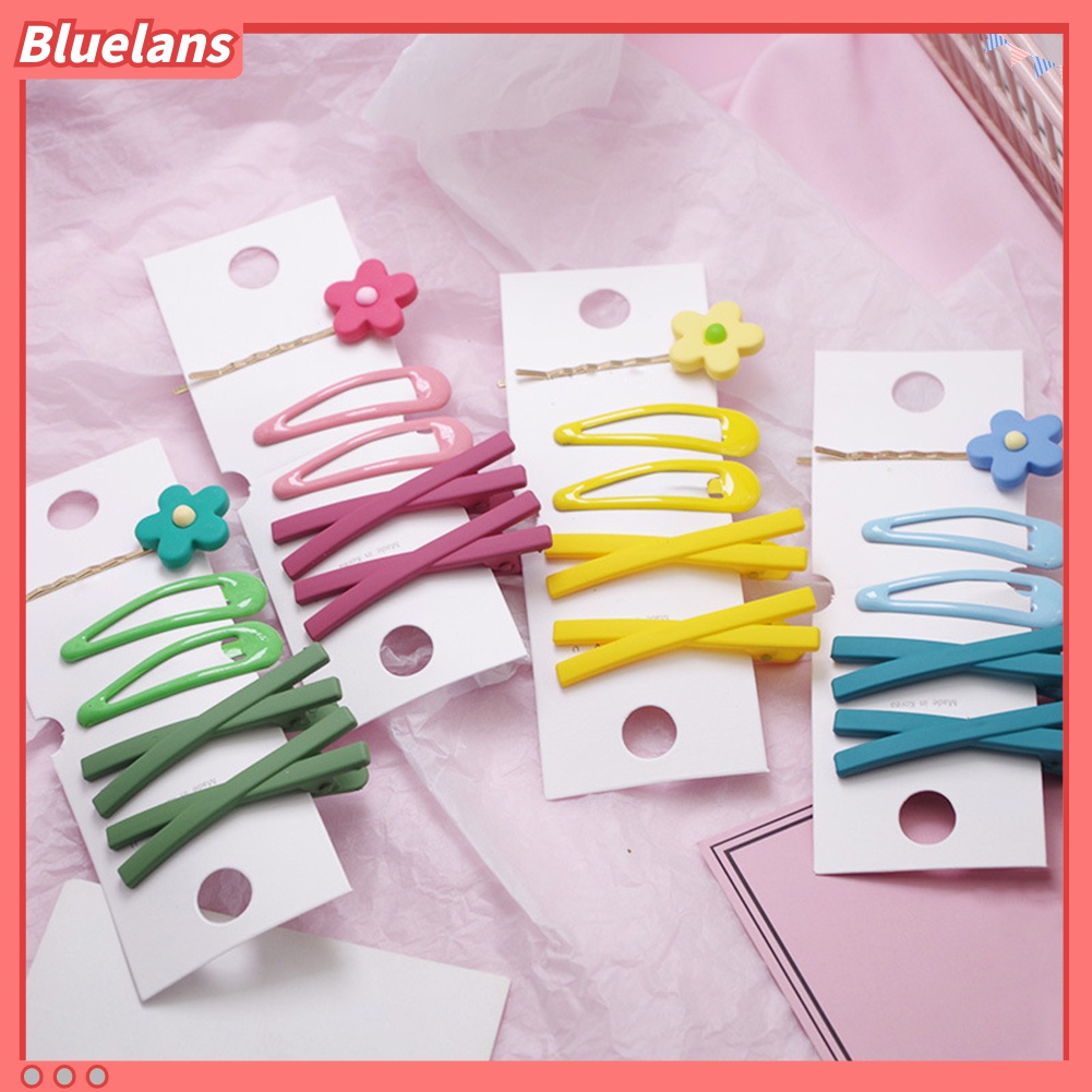 Bluelans 5Pcs / Set Jepit Rambut Bobby Pin Desain Bunga Silang Frosted Untuk Wanita