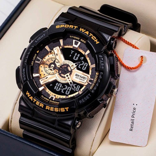 [ORIGINAL] Jam Tangan Pria SKMEI 1688 Sport Anti Air Dual Time Analog Digital Gratis 2 Tas Selempang