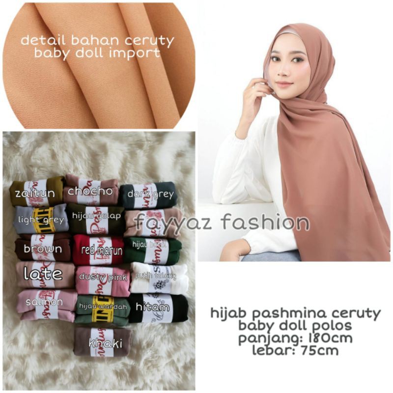 Pashmina Ceruty Baby Doll Polos Premium / hijab Pashmina ceruty Import premium / Pleated Sahwl