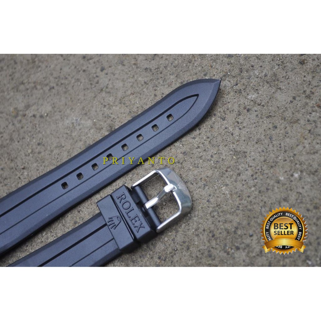 STRAP TALI JAM TANGAN ROLEX RUBBER KARET SILICONE 20MM BLACK