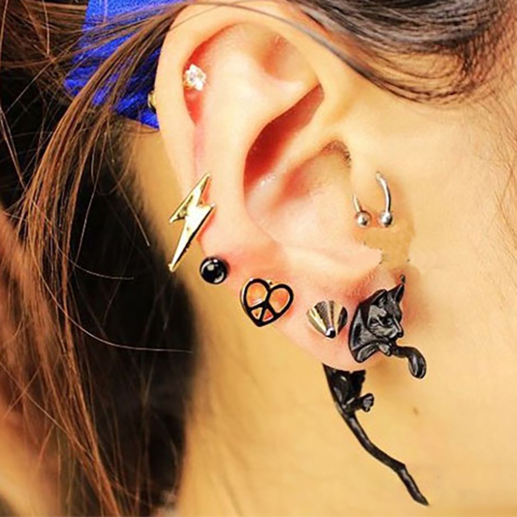 Hu Hu Hu Hu Hu Alat Bantu Pasang Kacamata♡ 1pc Anting Stud Bentuk Rubah Bahan Alloy Untuk Wanita