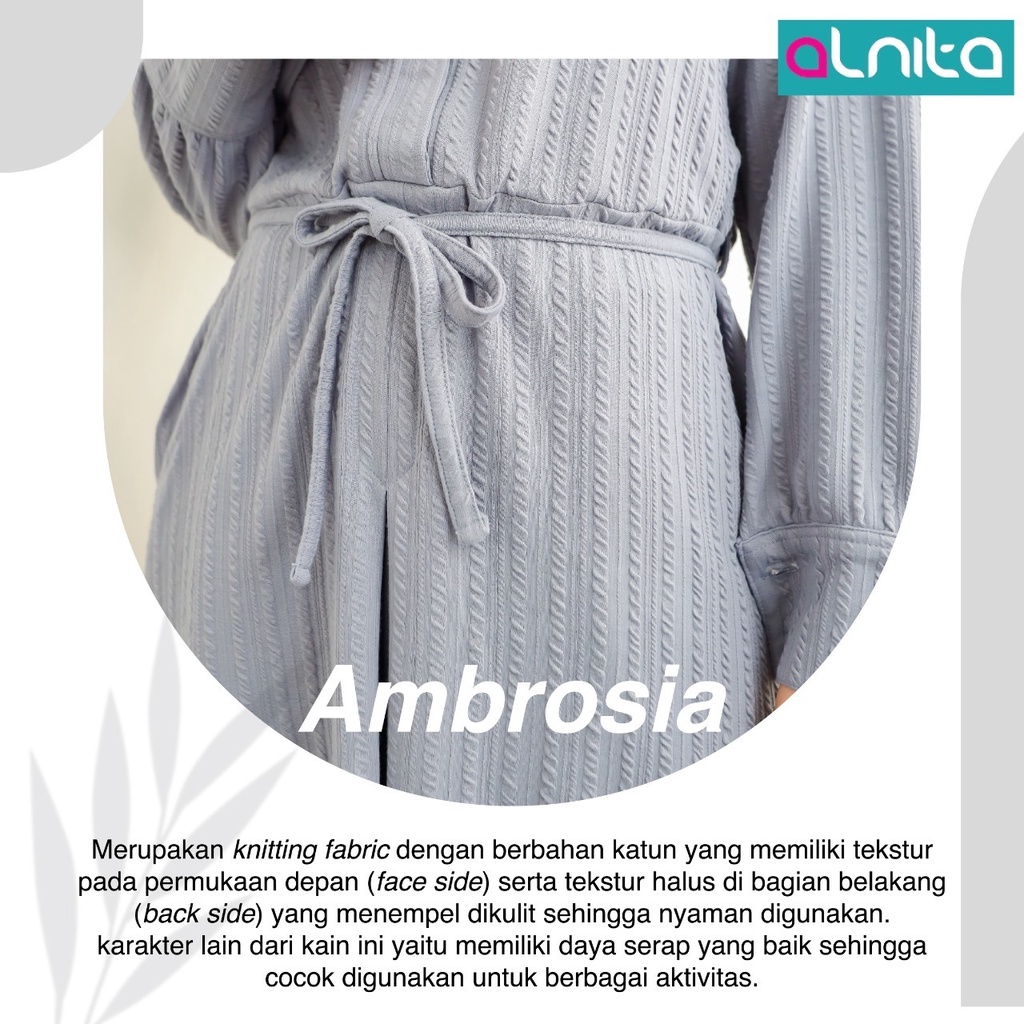 Alnita Addia Tunik Wanita Muslimah Atasan Bahan Ambrosia Outfit Casual