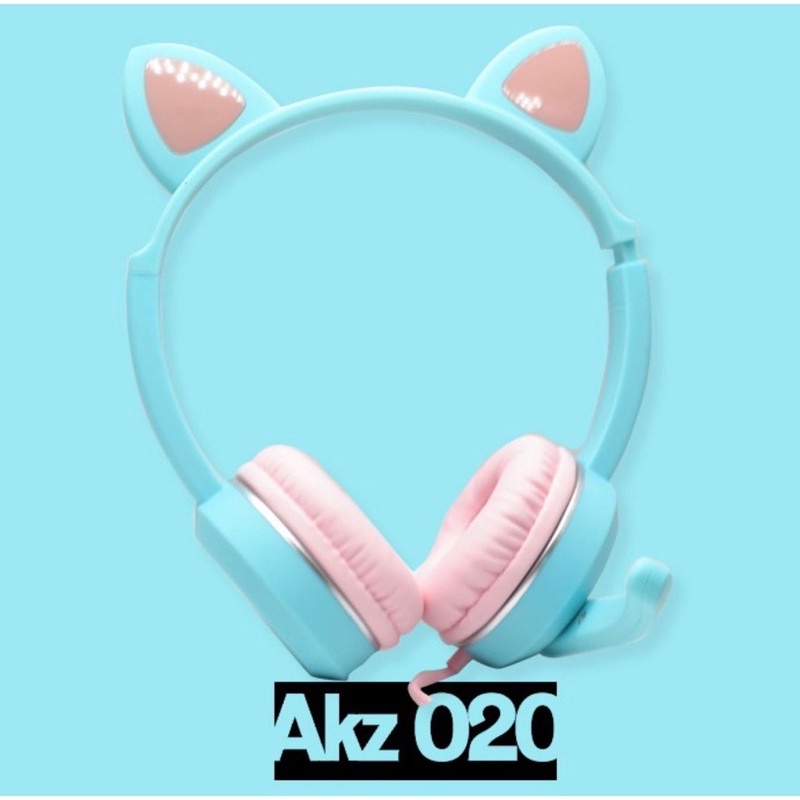 Handsfree Headset Bando kucing Akz-020 Gaming Led With Mic PROMO SEN-AB