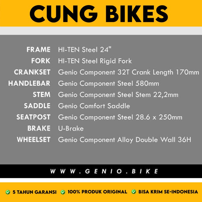 SEPEDA KERANJANG CTB MINI 24 26 INCH GENIO CELESTA untuk ANAK sampai DEWASA