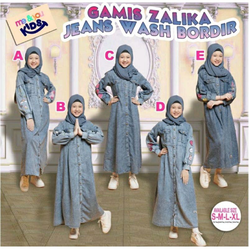 Gamis Zalika Jeans Wash Bordir