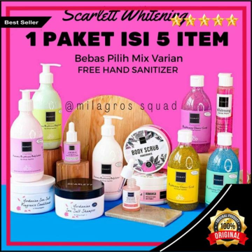 Scarlett 5 In 1 - BEBAS REQUEST Scartlet Whitening Ori 1 Paket Lengkap