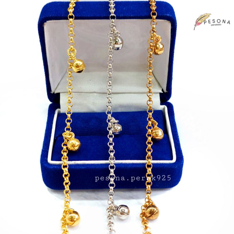 GELANG KAKI BAYI ANAK PERAK SILVER ASLI 925 LAPIS EMAS PUTIH / GELANG TANGAN PENDEK DEWASA