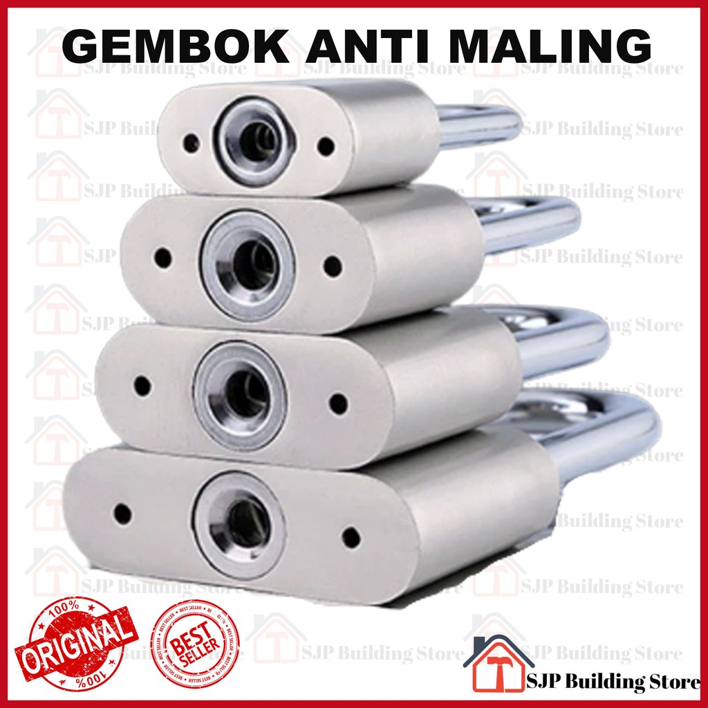 Gembok Putih Besar Anti Rust Anti Maling Anti Cut -  Gembok pintu rumah 30 mm 40 mm