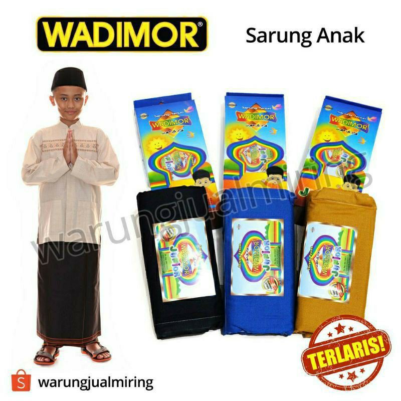 Sarung Tenun Wadimor Anak Polos Warna Non TumpalUntuk anak SD - SMPPanjang: 107 cm, Lebar: