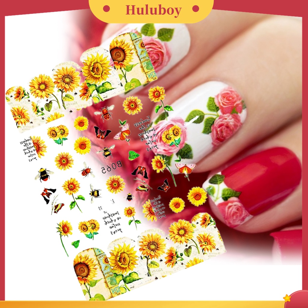 Huluboy Huluboy♡ 12pcs / Set Stiker Kuku Bentuk Bunga Matahari Untuk Nail Art Wanita