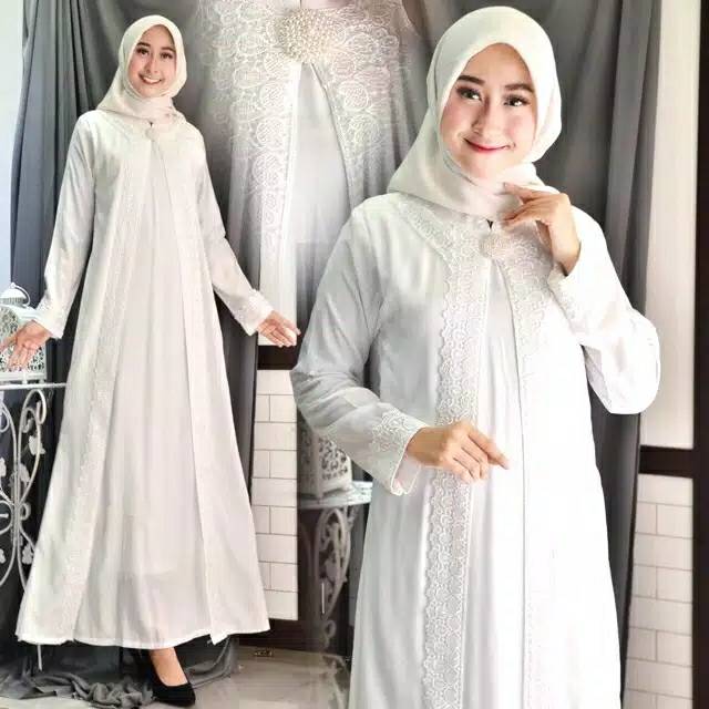 ABAYA PUTIH/BUSANA MUSLIM/PAKAIAN WANITA