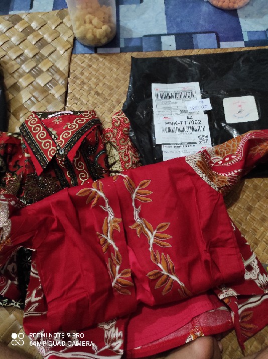 Dress Batik Tunik Warna Merah Edisi Imlek, 125 Bk# Bahan Katun Stretch