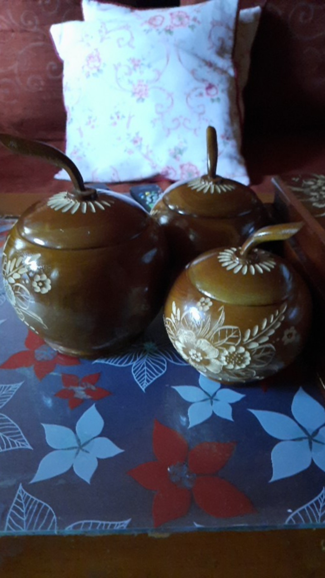 Toples Apel Set Natural Kayu Jati Cukit