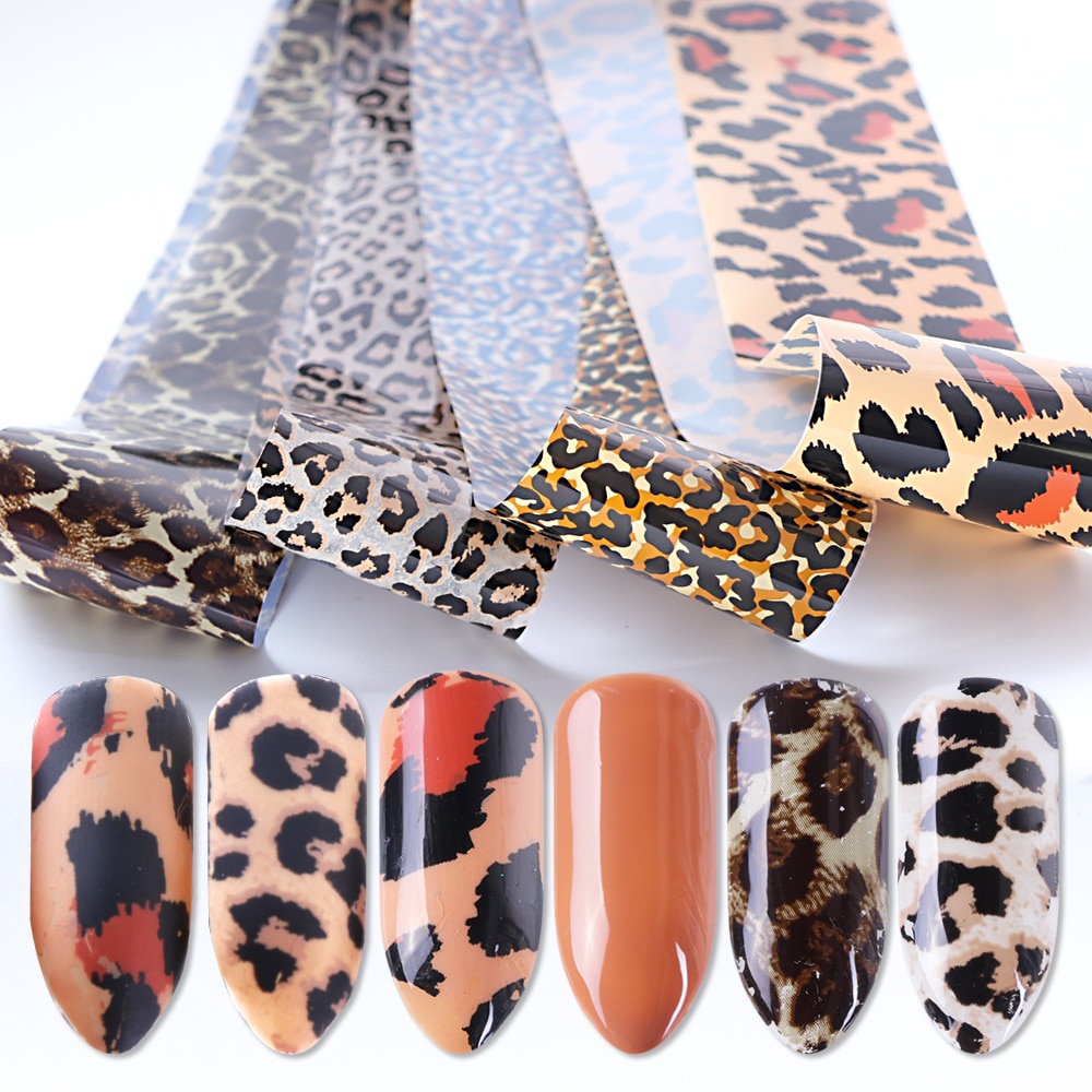 1 Roll Stiker Kuku Motif Print Leopard 3D Untuk Dekorasi Manicure