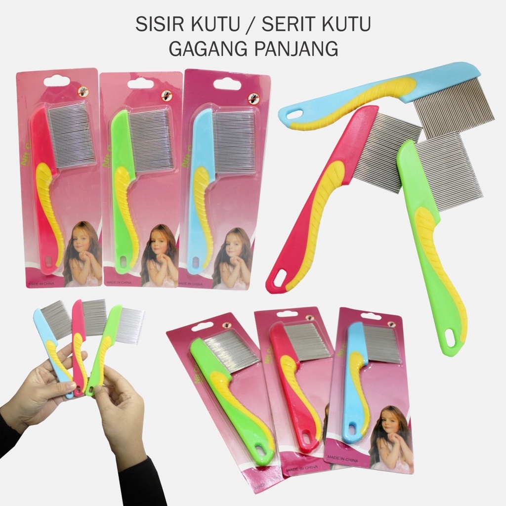 [BISA COD] 1Pcs Sisir Kutu Gagang Panjang Ajaib Sisir Kutu Ketombe Sisir Bulu Hewan Besi Logam Stainless Kuat