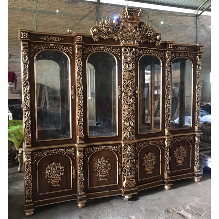 Bufet Lemari Hias Ruang Tamu Ukir Kayu Jati shima