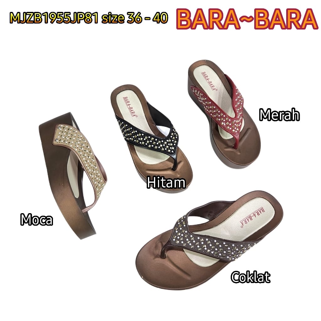 BARA BARA ORIGINAL jelly sandal karet empuk murah bludru jepit wedges barabara import MJZB1955JP81