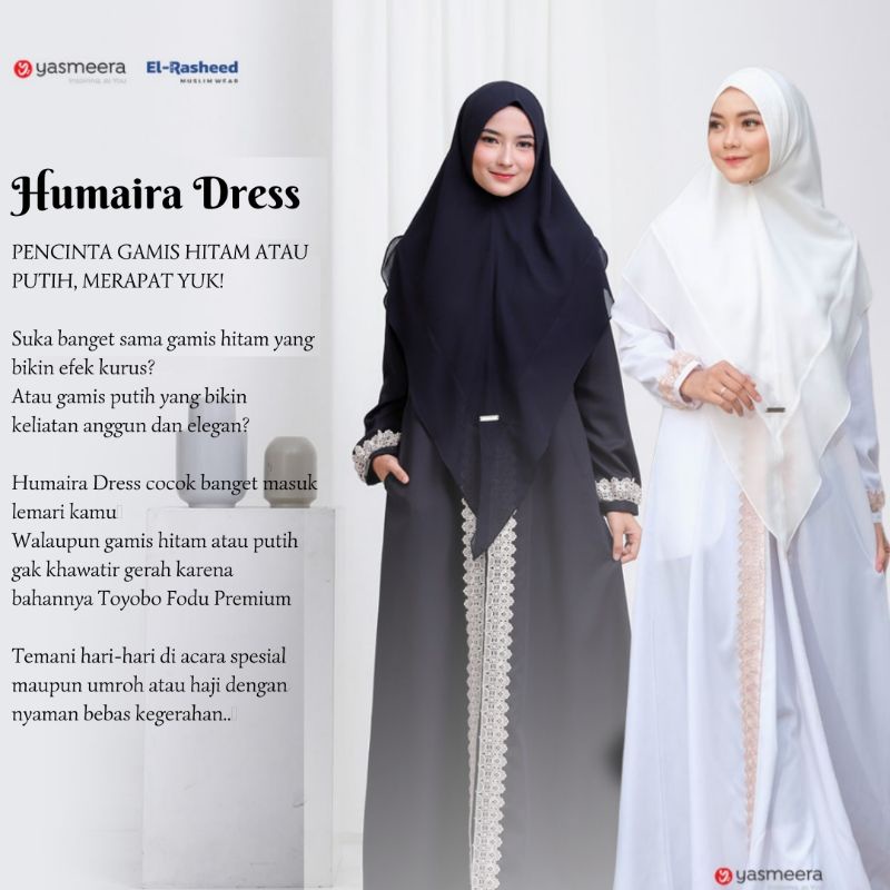 Dress Humaira Gamis Polos Renda Putih Yasmeera