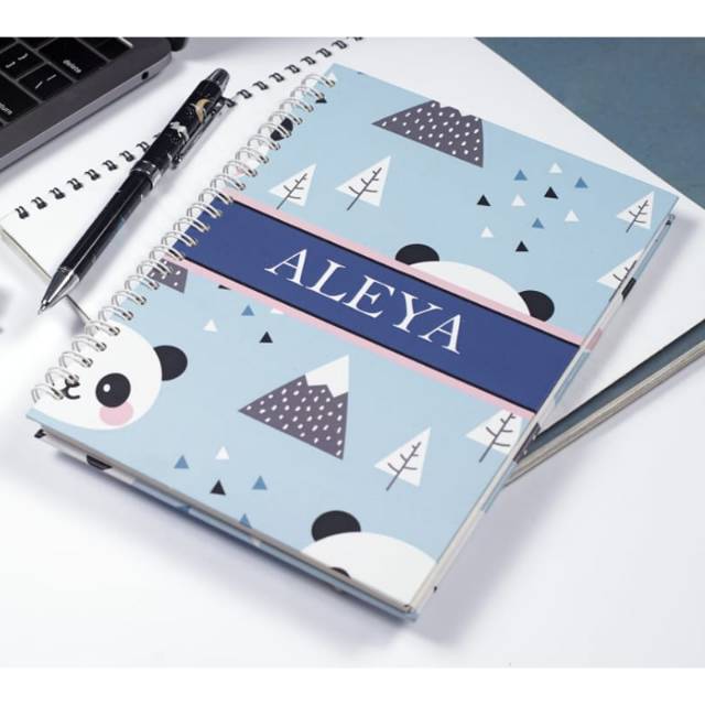 

Notebook Spiral Custom Print Motif Panda Warna Biru