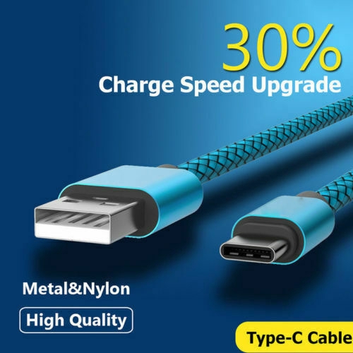 【P&amp;T】1/2/3M Nylon Braided Type C Data Sync Fast Charging Cables For Samsung S9 S9 S10