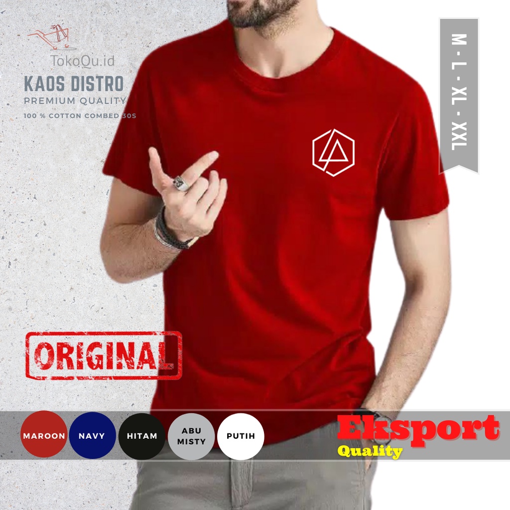 Kaos Polos Pria Distro Original 100% Oversize Cotton Combed 30s Adem Halus Volloz Logo Linkin Park