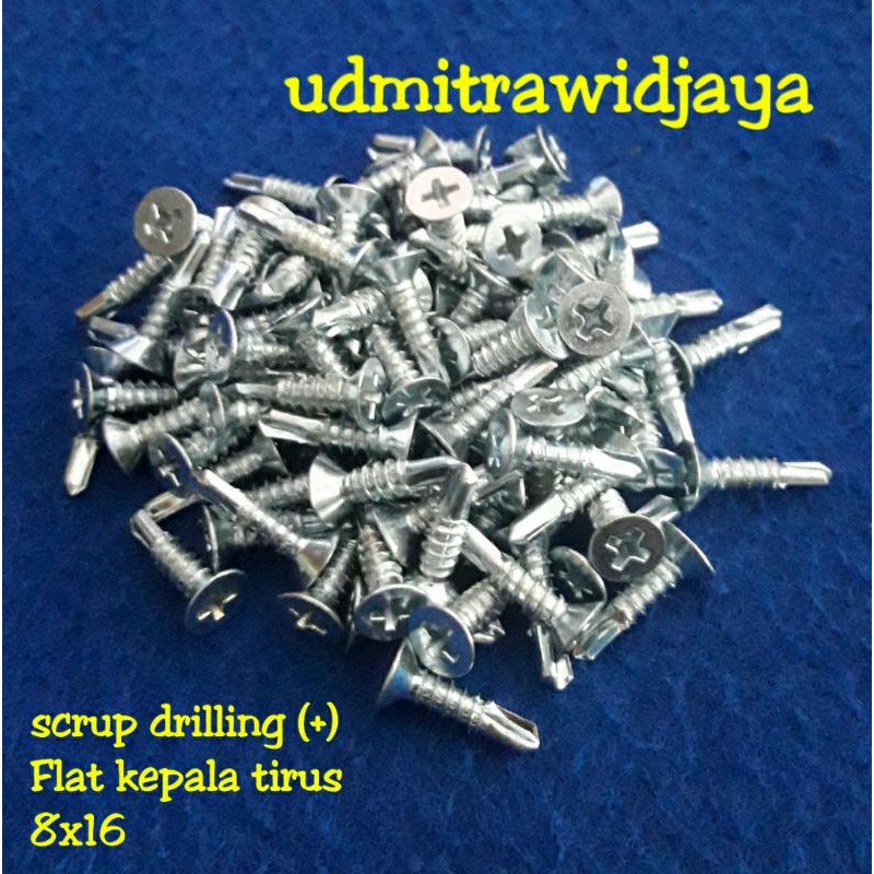 drilling scrup JF FH 8x16mm SDS CSK head 8x16 scrup drilling Flat  drilling roofing baja ringan 8x16