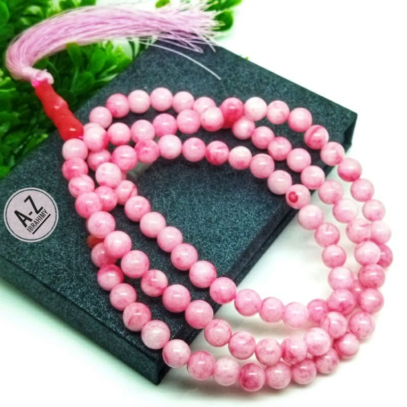 TASBIH BATU GIOK PINK SUSU 8MM