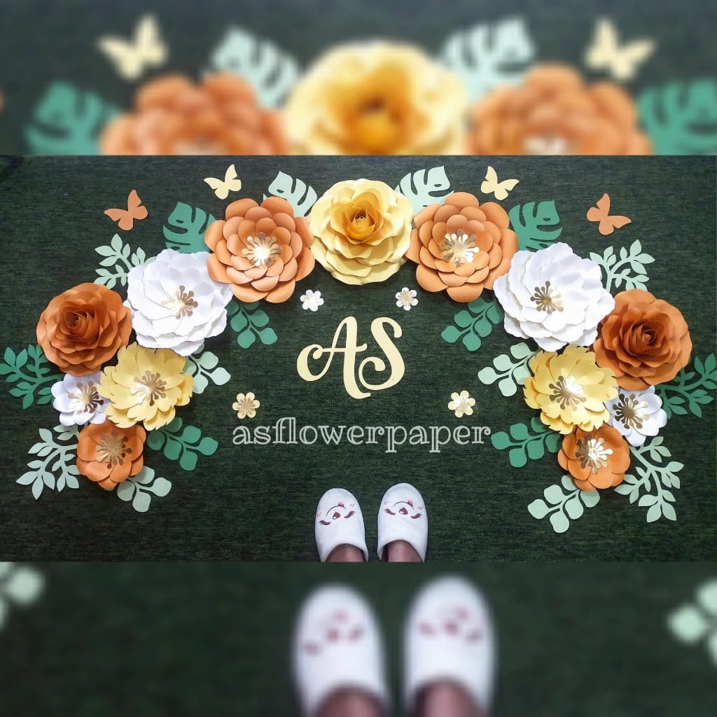 PAPER FLOWER WEDDING / BACKDROP PREMIUM A LENGKAP 1 PAKET By.asflowerpaper