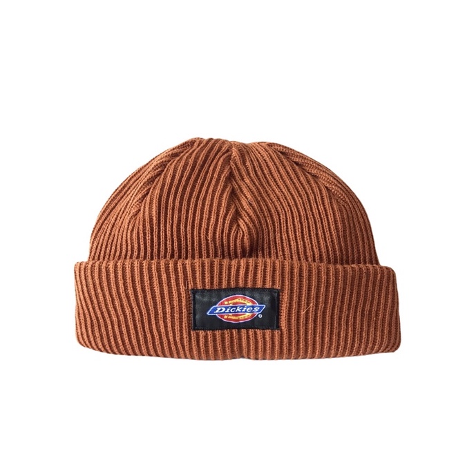 topi kupluk rajut pendek dickies premium original brand warna brown/beanie hat dickies warnaa brown