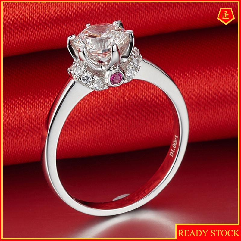 [Ready Stock]Simple Personality 3 Karat Moissanite Women's Ring