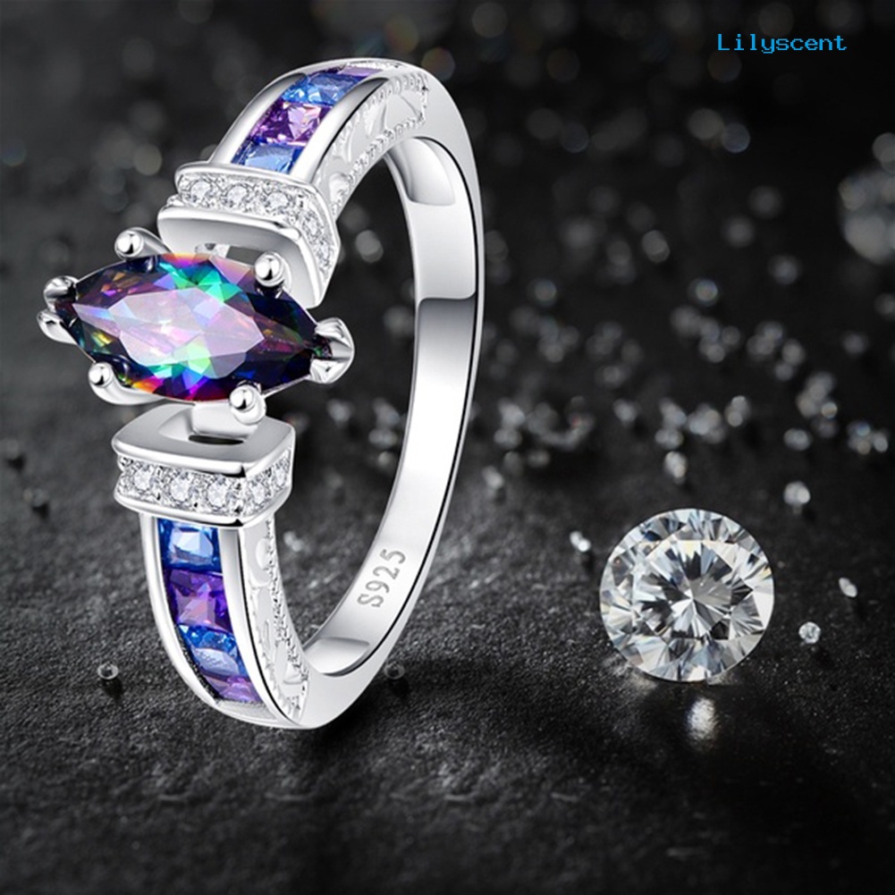 Cincin Marquise Cut Cubic Zirconia Warna-Warni Untuk Wanita