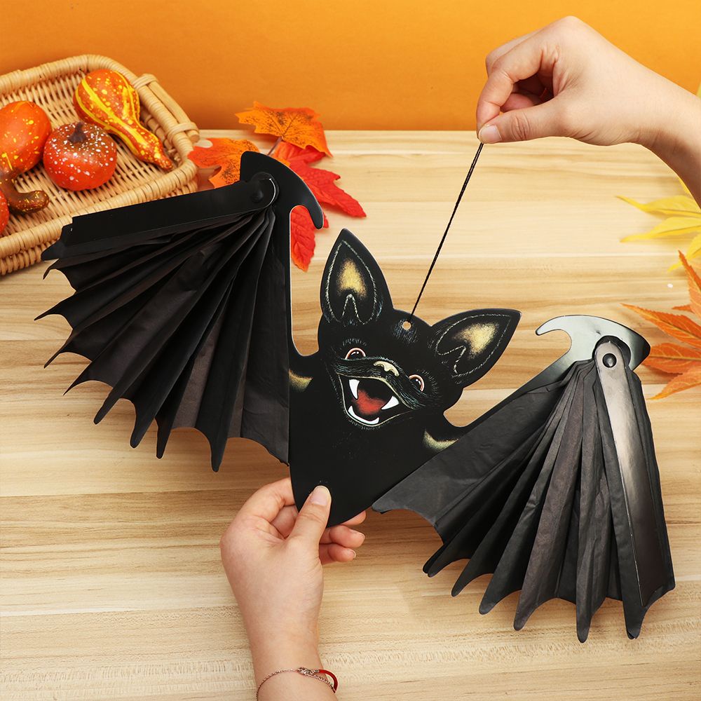 [ Halloween Paper Bat Pendant Hangingdecoration for Home Halloween Festival Party Bar Haunted House ]