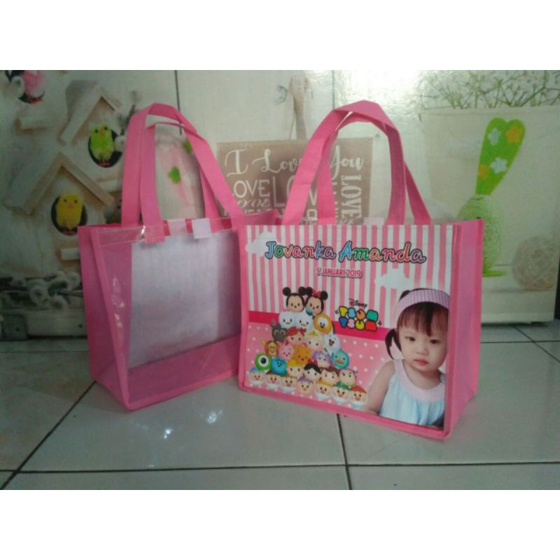 TAS ULTAH KOMBINASI MIKA / TAS BOX KFC/ TAS BOX BENTO/ MUAT KOTAK NASI 20X20/ TAS MIKA MURAH-1