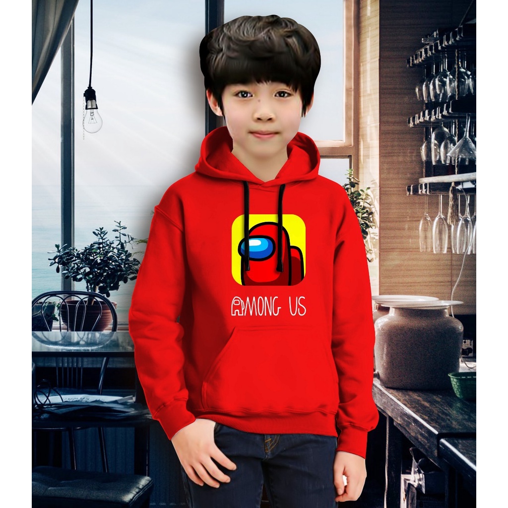 Jaket Anak Laki Laki/Jaket Anak Terbaru/Hoodie Anak Anong Us  Gaming Bahan Fleece Tebal 4-11 TAHUN