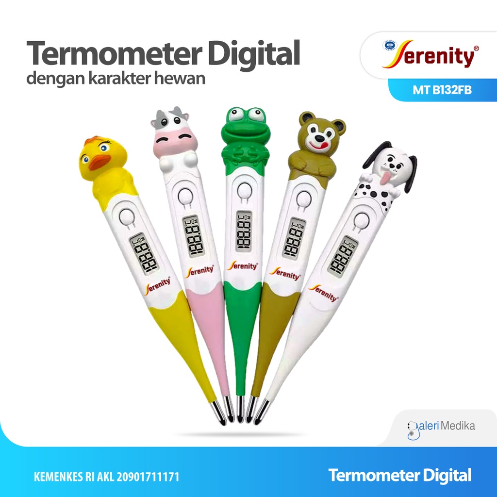 Termometer Bayi dan Anak / Termometer Digital Hasil 10 Detik Serenity MT B132FB - Termometer Ujung Fleksibel / Termometer Ketiak