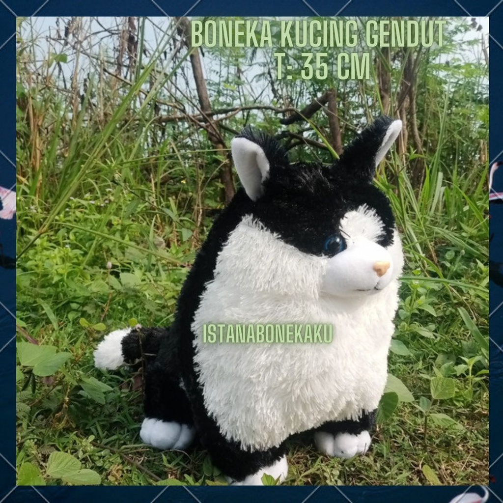 Boneka Kucing Gendut Lucu Gemesin T : 35 cm Bulu Halus Dacron Murni