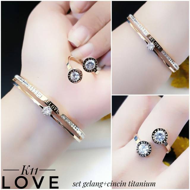 Set Titanium Gelang dan Cincin