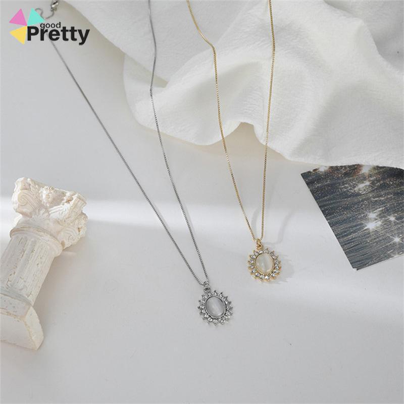 Retro Light Luxury Opal Kalung Wanita All-Match Hadiah Ulang Tahun Sederhana - PD