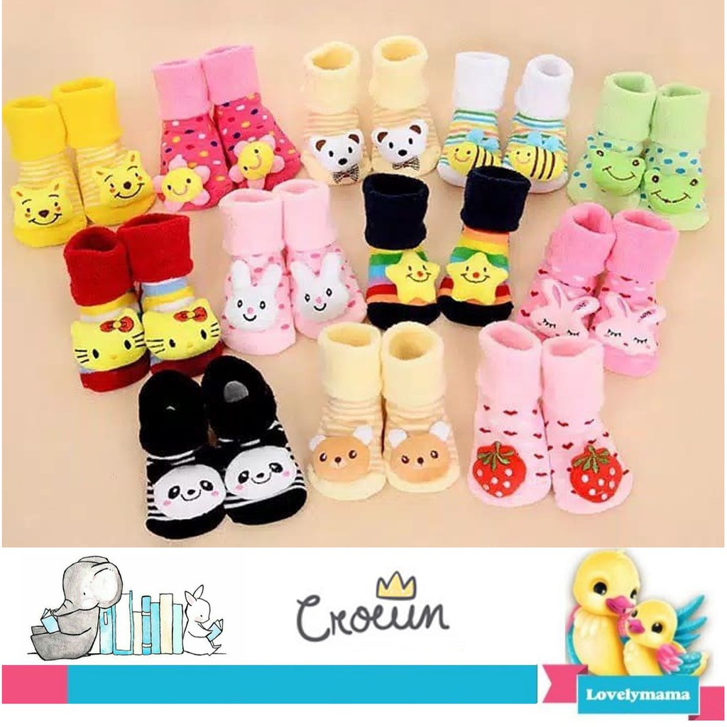 Kaos Kaki anak Bayi BONEKA cute animal 3d lucu import boy girl anti slip baby kids socks prewalker sepatu bayi