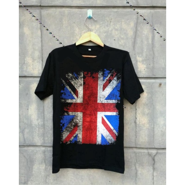 kaos distro lengan pendek motif bendera Inggris / capten Amerika / Superman / logo Amerika logo