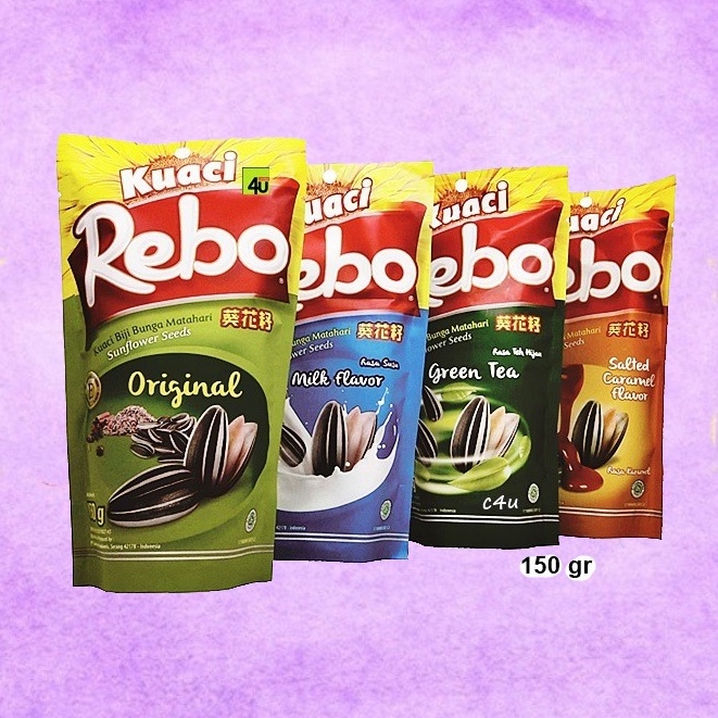 

REBO Kuaci Biji Bunga Matahari 150 gram All Varian Rasa Original / Milk / Green Tea / Salted Caramel Flavor Snack Makanan Ringan Kwaci Cookies Chiki Camilan Cemilan Kering Jajan Jajanan Anak Instan Siap Saji Kemasan Bahan Dapur Sajian Shoppa Corner Malang