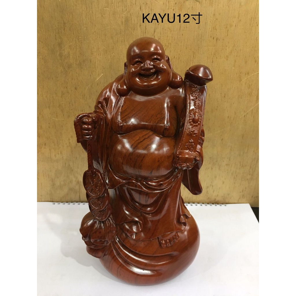 Patung buddah  matreya kayu 12in