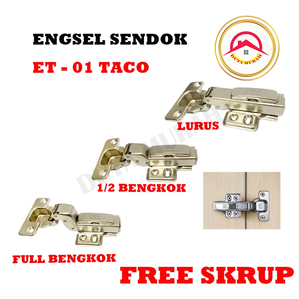 Engsel TACO Slow Motion ET-01 Hydraulic Hinge isi 1 set (2 pcs).