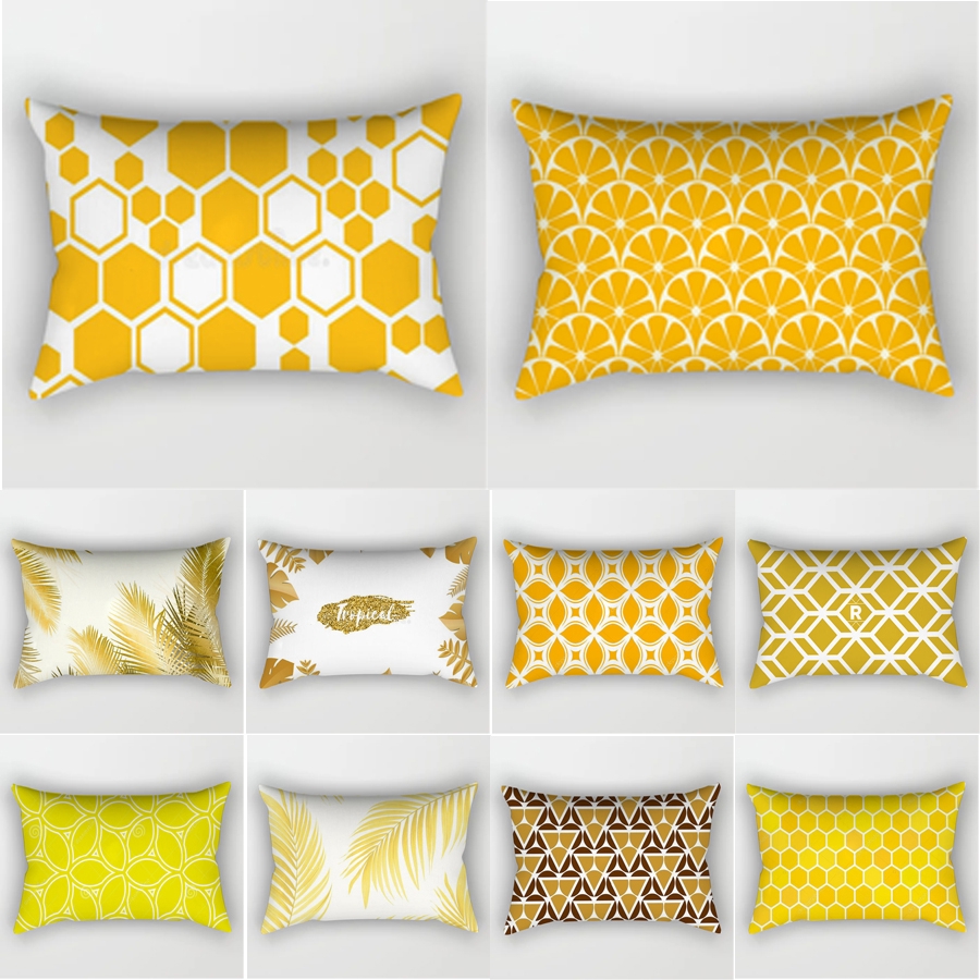 Modern pola geometris emas kuning tanaman  30x50 sarung 