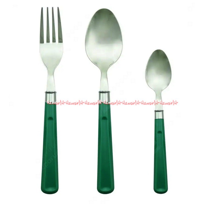 Krishome Cutlery Set 12pcs Peralatan Sendok Makan Garpu Set Gagang Warna Berwarna Kris Home