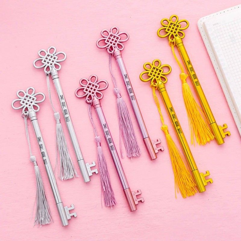 1PCS Chinese Style Fringed Key Pendant Gel Pens Novelty Cute Pen School Supplies