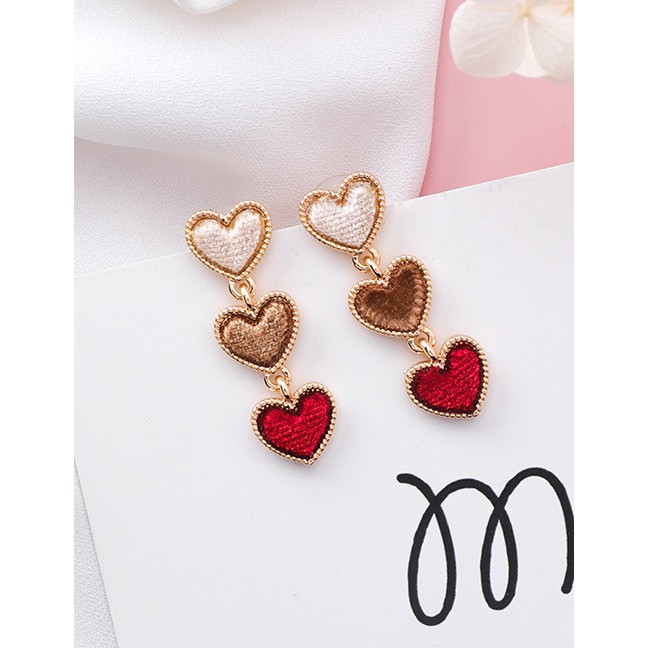 LRC Anting Tusuk Fashion Heart Shape Decorated F0723X