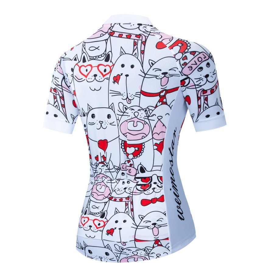 WEIMOSTAR Jersey baju Sepeda Roadbike Wanita road bike love kucing