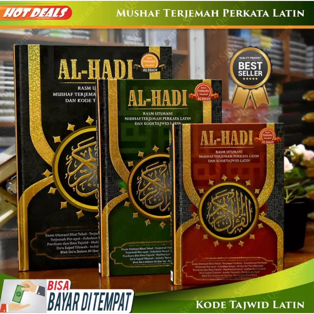 Al Quran Al Hadi Rasm Utsmani Terjemahan Perkata Latin dan Kode Tajwid Ukuran Besar A4 - Ukuran Seda